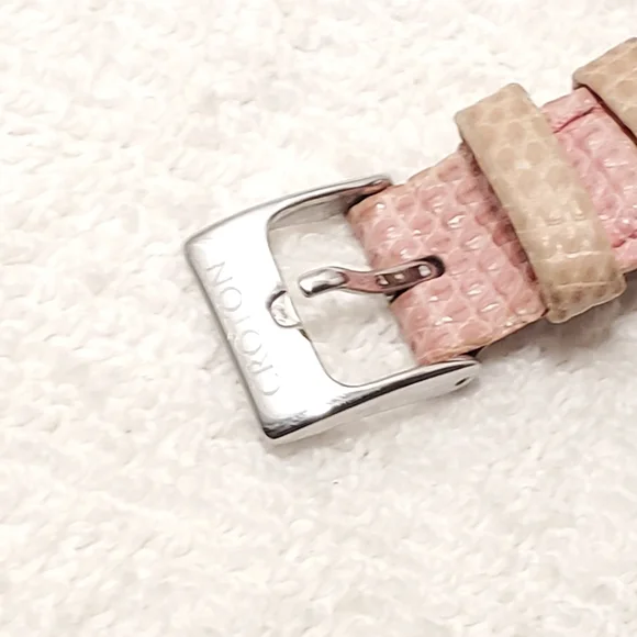 Croton Diamonds Bezel Women's Watch Pink Genuine Strap Mother Pearl Dial Vintage - Picture 9 of 12